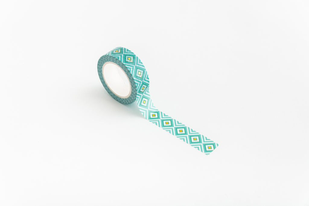 Peacock Blue and Gold Diamond Washi Tape-Full Stop