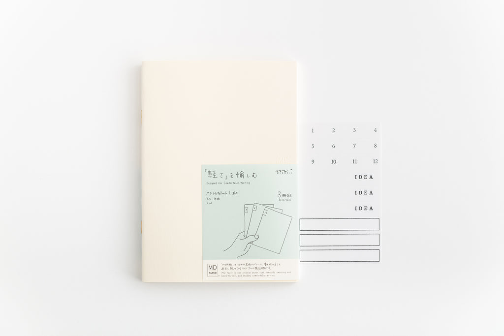 MD Paper Light Notebook A5 Grid 3 Pack-Full Stop