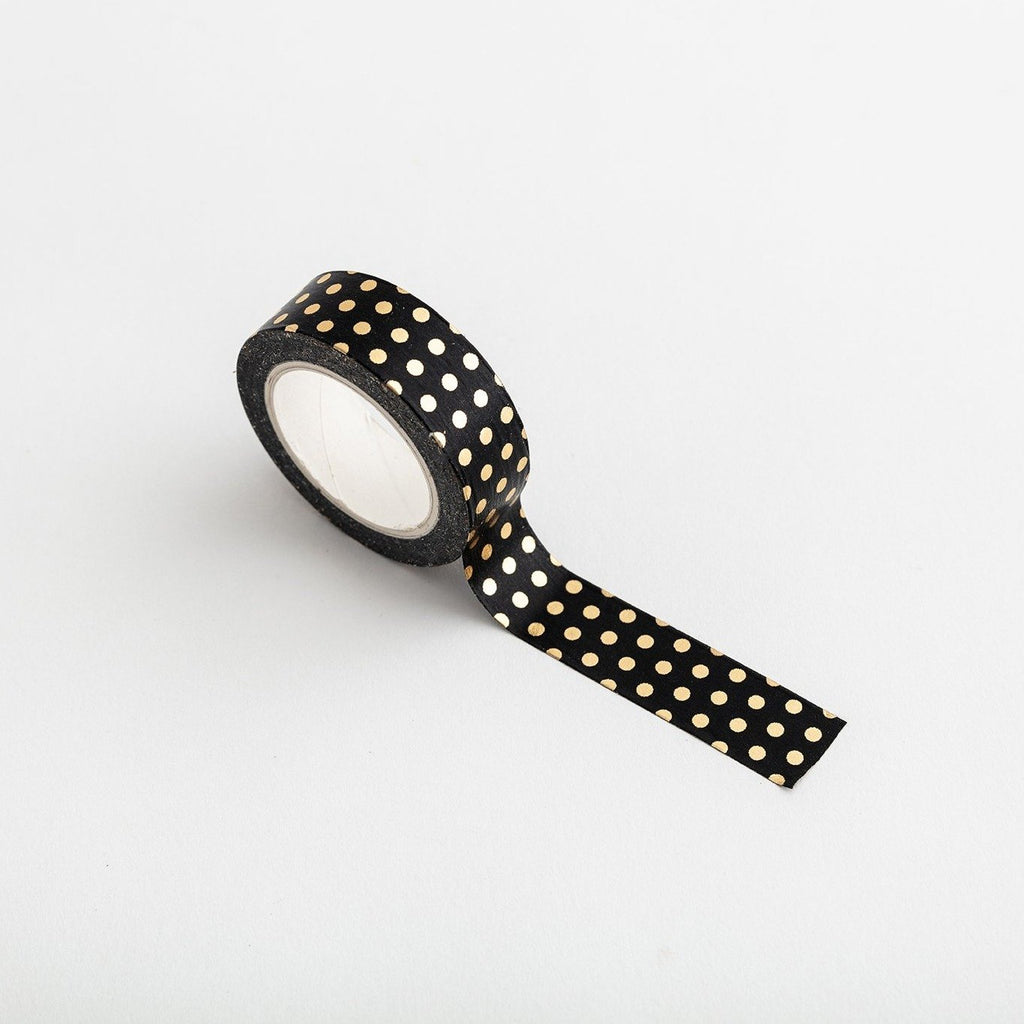 Gold Foil Spot Black Washi Tape-Full Stop