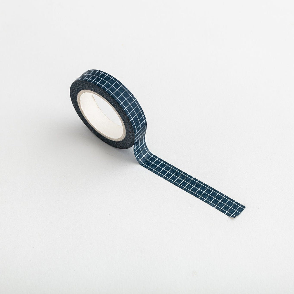 Thin Navy Check Washi Tape-Full Stop